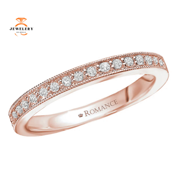 14KT GOLD 1/7 CTW ROUND DIAMOND MILGRAIN BAND - Image 9