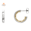 14KT TWO TONE VINTAGE INSPIRED HUGGIE HOOP EARRINGS