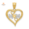 14KT WHITE & YELLOW GOLD MOM HEART PENDANT