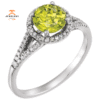 14KT WHITE GOLD 1 1/4CT PERIDOT & 1/6 CTW DIAMOND HALO RING