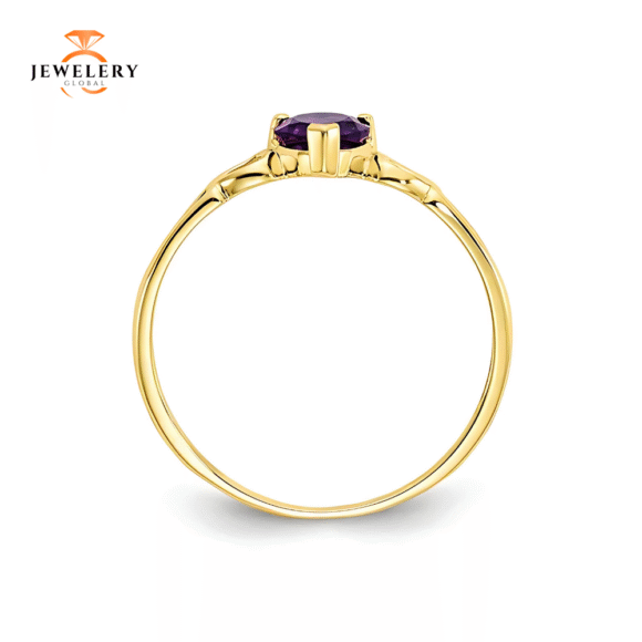 10KT YELLOW GOLD AMETHYST HEART RING - Image 5