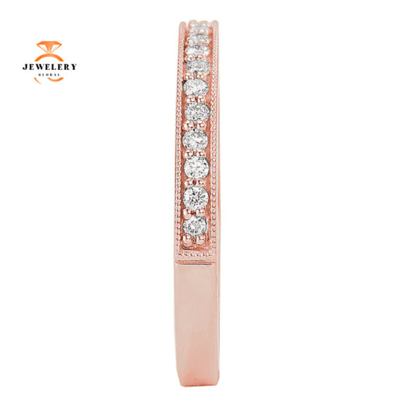 14KT GOLD 1/7 CTW ROUND DIAMOND MILGRAIN BAND - Image 10