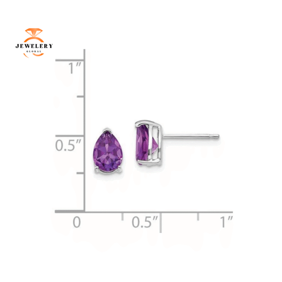 14KT GOLD PEAR SHAPE AMETHYST EARRINGS - Image 4