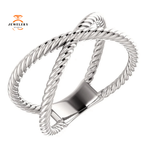 14KT GOLD ROPE CRISS CROSS ROPE RING - Image 3