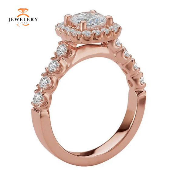 14KT 3/4 CTW DIAMOND CUSHION HALO SETTING FOR CUSHION OR ROUND - Image 4