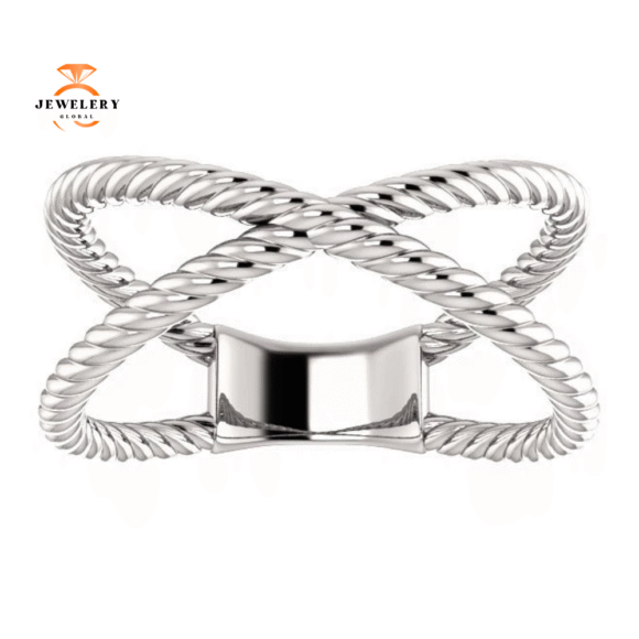 14KT GOLD ROPE CRISS CROSS ROPE RING - Image 4