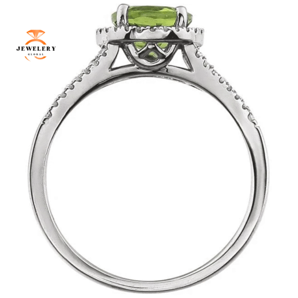 14KT WHITE GOLD 1 1/4CT PERIDOT & 1/6 CTW DIAMOND HALO RING - Image 4