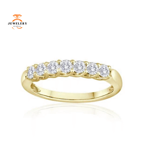 14KT Gold 1/3 CTW Round Diamond 7 Stone Band - Image 3