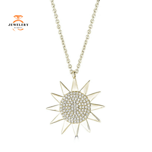 14KT GOLD 1/5 CTW DIAMOND SUN NECKLACE