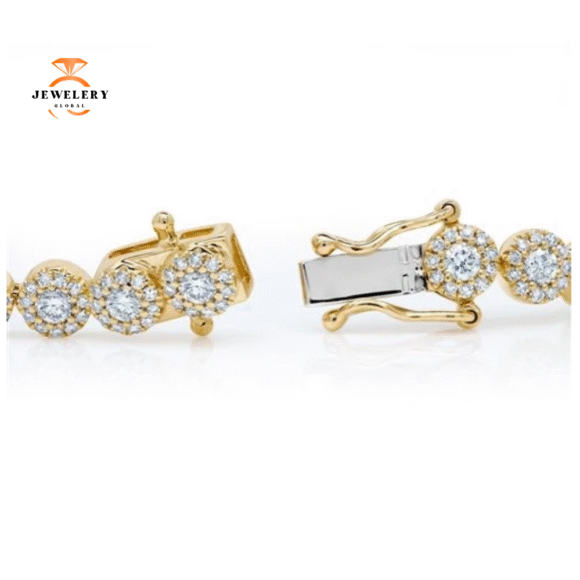 14KT GOLD 3.03 CARAT DIAMOND CIRCLE HALO TENNIS BRACELET - Image 9