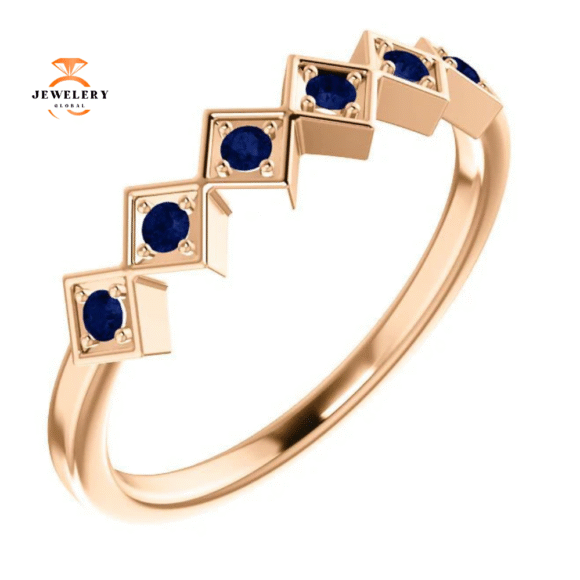 14KT GOLD BLUE SAPPHIRE STACKABLE RING