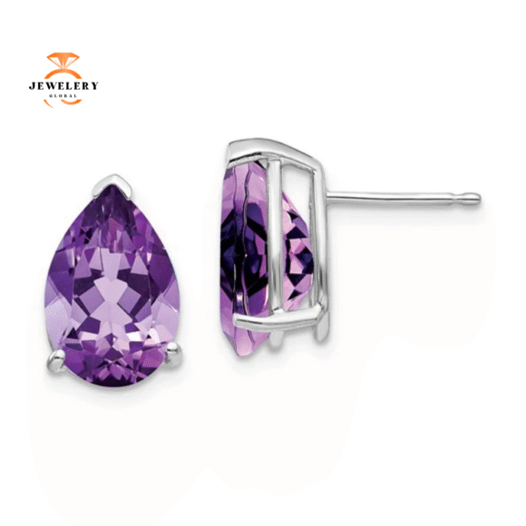 14KT GOLD PEAR SHAPE AMETHYST EARRINGS