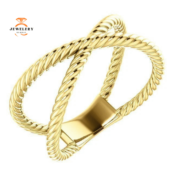 14KT GOLD ROPE CRISS CROSS ROPE RING - Image 5