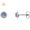 14KT WHITE 0.54CT TANZANITE & 1/10 CTW DIAMOND EARRINGS