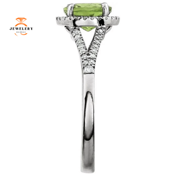 14KT WHITE GOLD 1 1/4CT PERIDOT & 1/6 CTW DIAMOND HALO RING - Image 3