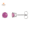 14KT GOLD 1/2 CTW ROUND PINK TOURMALINE STUD EARRINGS