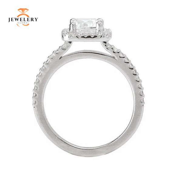 14KT 1/4 CTW DIAMOND SQUARE HALO MOUNTING FOR 1 CT ROUND - Image 7