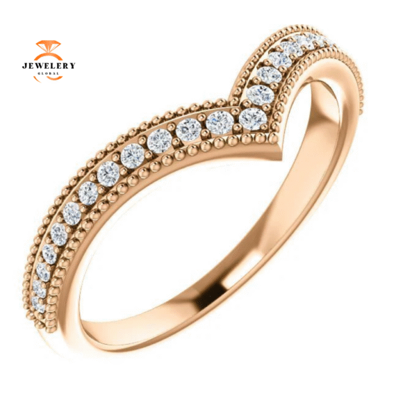 14KT GOLD 1/6 CTW DIAMOND STACABLE "V" RING