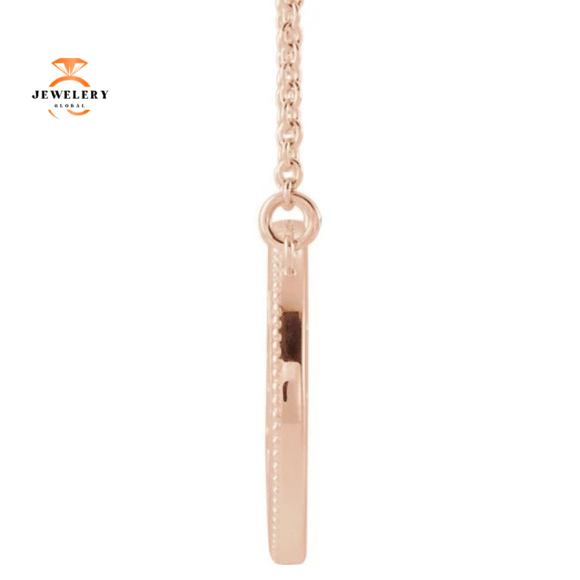 14KT GOLD MILGRAIN SUN NECKLACE-3 COLORS - Image 6