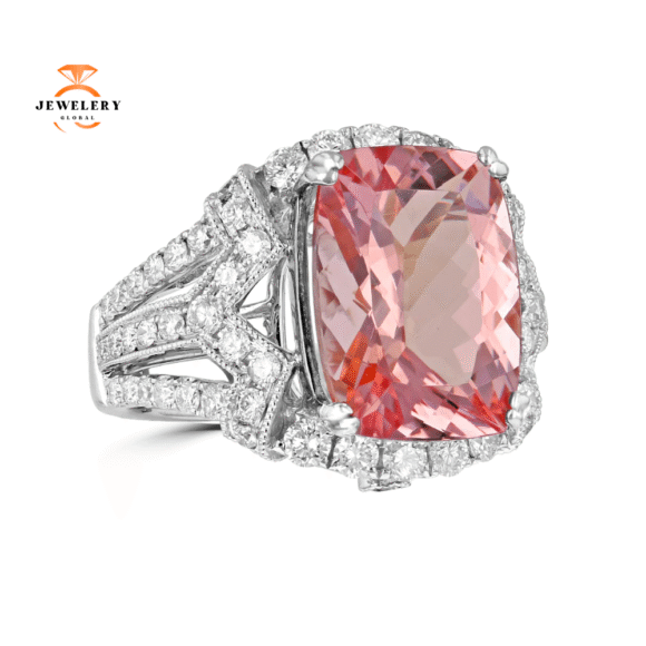 14KT TWO-TONE GOLD 6.17 CT MORGANITE & 1.35 CTW DIAMOND FASHION RING - Image 2