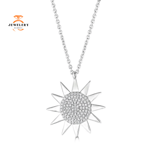 14KT GOLD 1/5 CTW DIAMOND SUN NECKLACE - Image 2