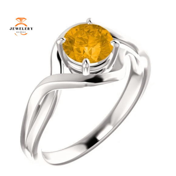 14KT GOLD 3/4 CT ROUND CITRINE INFINITY RING