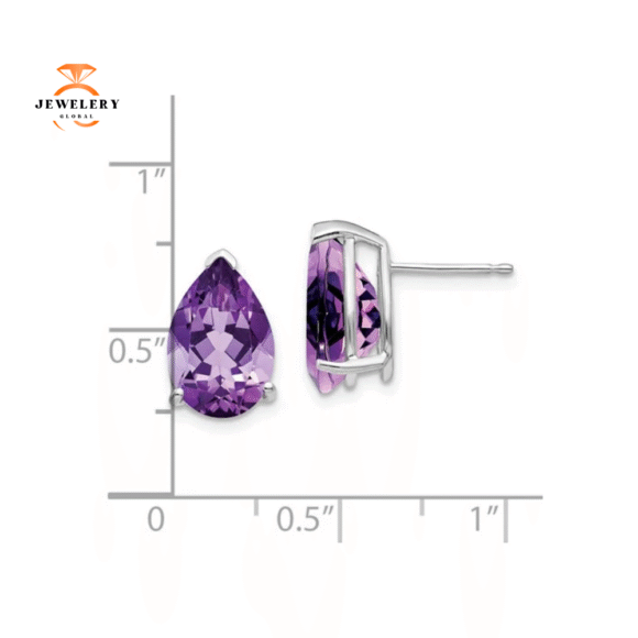 14KT GOLD PEAR SHAPE AMETHYST EARRINGS - Image 2