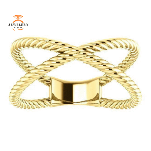 14KT GOLD ROPE CRISS CROSS ROPE RING - Image 6