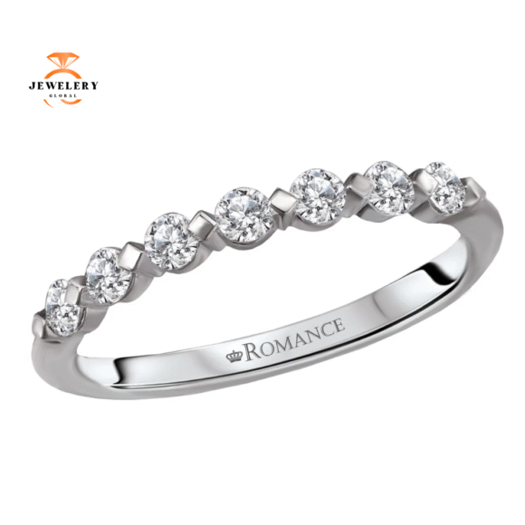 14KT Gold 1/3 CTW Round Diamond 7 Stone Floating Band