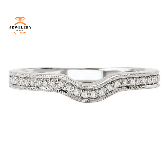 14KT GOLD 1/7 CTW ROUND DIAMOND NOTCHED MILGRAIN BAND - Image 2