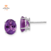 14KT GOLD 3.20 CTW OVAL AMETHYST EARRINGS