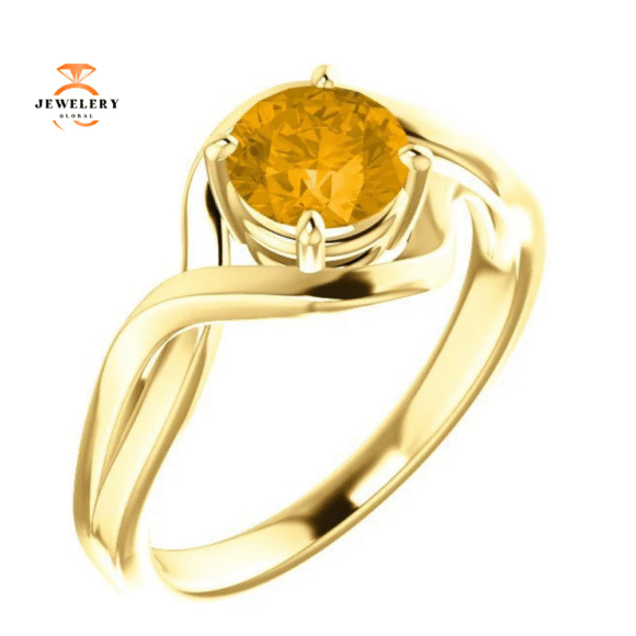 14KT GOLD 3/4 CT ROUND CITRINE INFINITY RING - Image 4