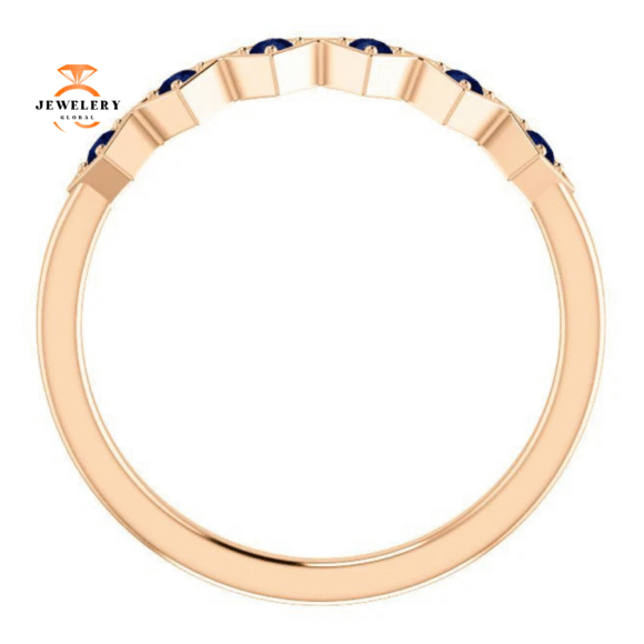 14KT GOLD BLUE SAPPHIRE STACKABLE RING - Image 3