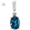 14KT WHITE GOLD 1 CARAT LONDON BLUE TOPAZ PENDANT