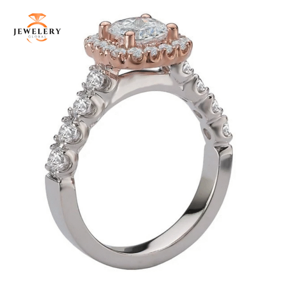 14KT 3/4 CTW DIAMOND CUSHION HALO SETTING FOR CUSHION OR ROUND - Image 8