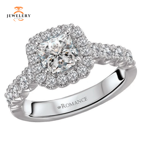 14KT 3/4 CTW DIAMOND CUSHION HALO SETTING FOR CUSHION OR ROUND - Image 9