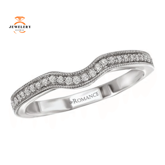 14KT GOLD 1/7 CTW ROUND DIAMOND NOTCHED MILGRAIN BAND
