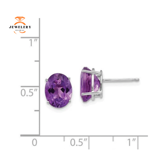14KT GOLD 3.20 CTW OVAL AMETHYST EARRINGS - Image 2