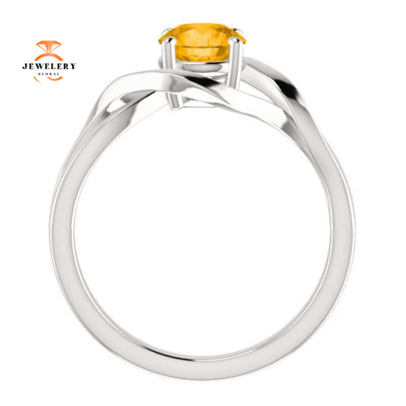 14KT GOLD 3/4 CT ROUND CITRINE INFINITY RING - Image 2
