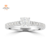 14KT White Gold 3/4 CTW Cushion Diamond Cathedral Ring