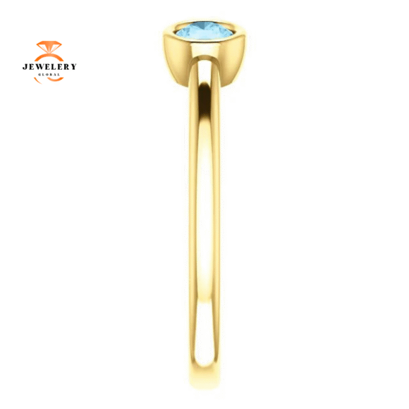 14KT GOLD 0.32 CTW AQUAMARINE 2 STONE BEZEL-SET CUFF RING - Image 8