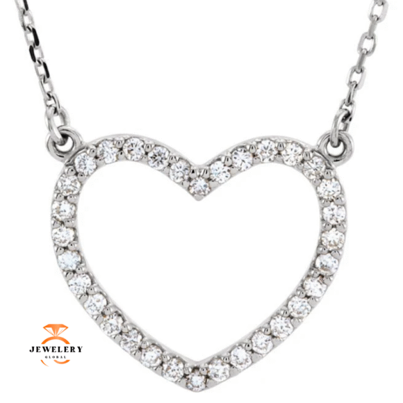 14KT GOLD 1/4 CTW DIAMOND HEART 16" NECKLACE