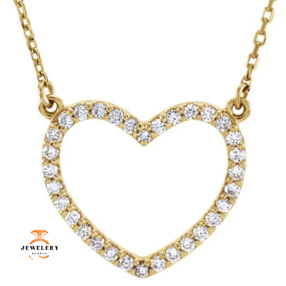 14KT GOLD 1/4 CTW DIAMOND HEART 16" NECKLACE - Image 2