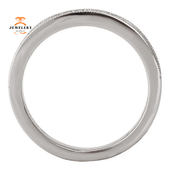 14KT GOLD 1/7 CTW ROUND DIAMOND NOTCHED MILGRAIN BAND - Image 3