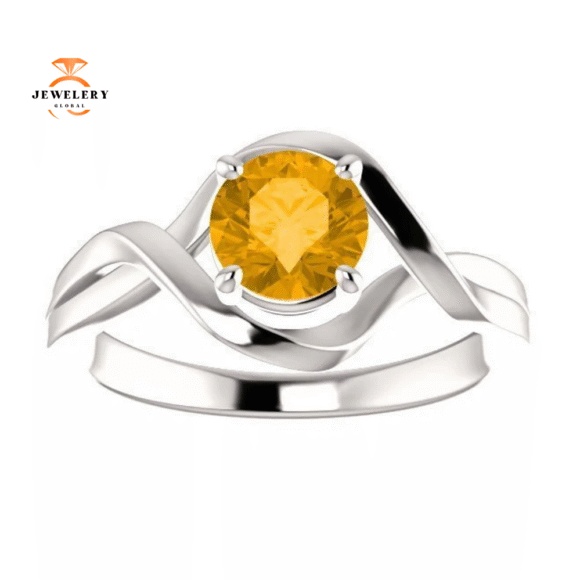 14KT GOLD 3/4 CT ROUND CITRINE INFINITY RING - Image 3