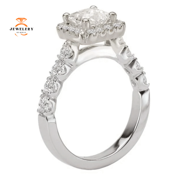 14KT GOLD 8/10 CTW DIAMOND SQUARE HALO SETTING FOR 1 CT PRINCESS - Image 2