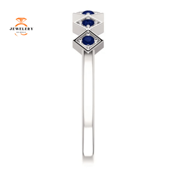14KT GOLD BLUE SAPPHIRE STACKABLE RING - Image 5