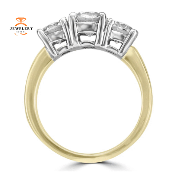 14KT Two-Tone Gold 1 1/2 CTW Diamond 3 Stone Ring - Image 2