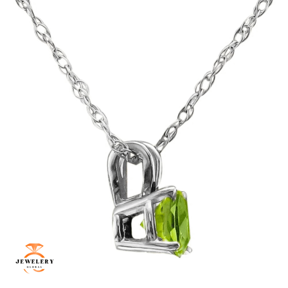 14KT GOLD .50 CT ROUND PERIDOT SOLITAIRE NECKLACE - Image 2