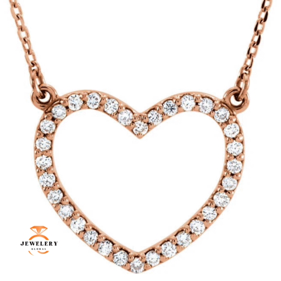 14KT GOLD 1/4 CTW DIAMOND HEART 16" NECKLACE - Image 3